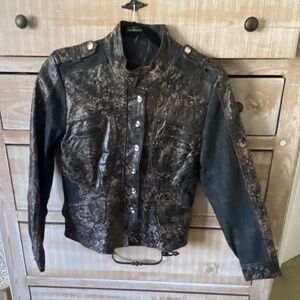 NWOT H&D Brown Leather & Denim Jacket, Size M